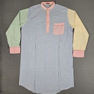 Derek Rose Sleepshirt Mens Large Striped Colorful Bullock &‎ Jones Band Collar
